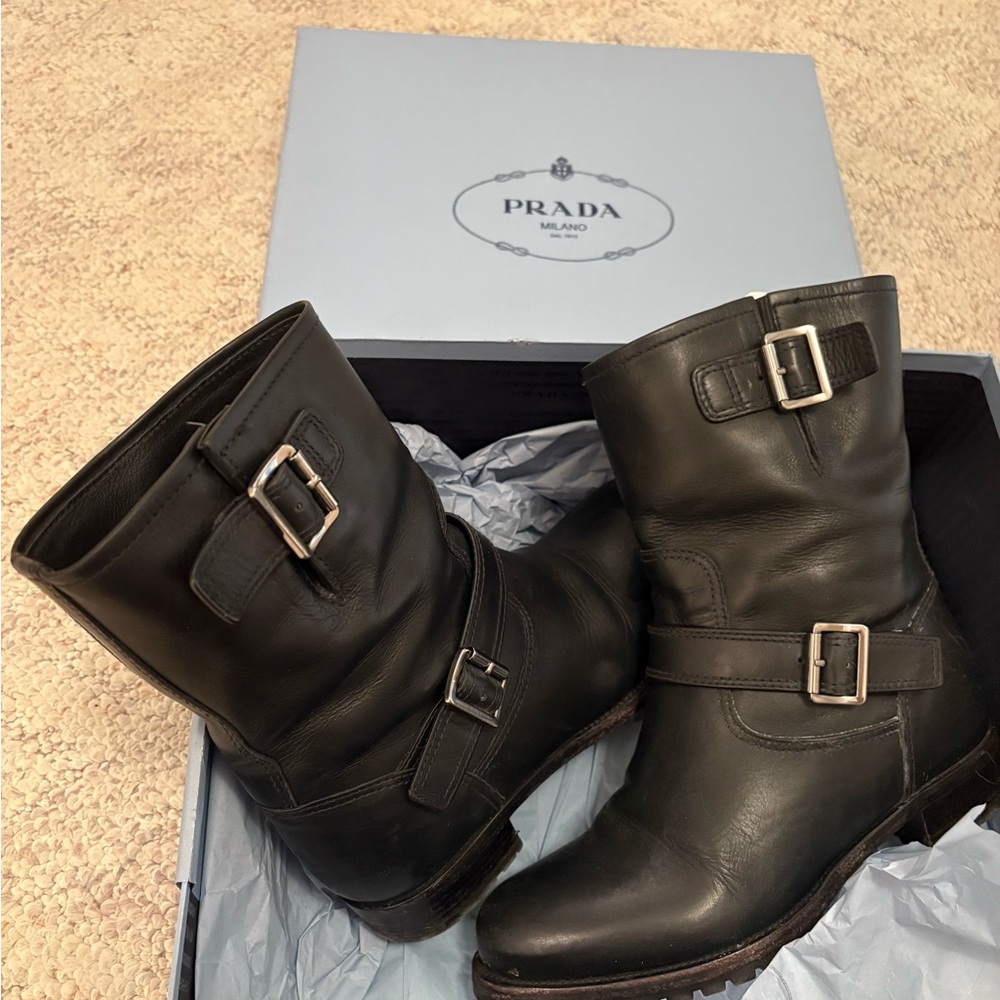 Prada Black Heeled Boots